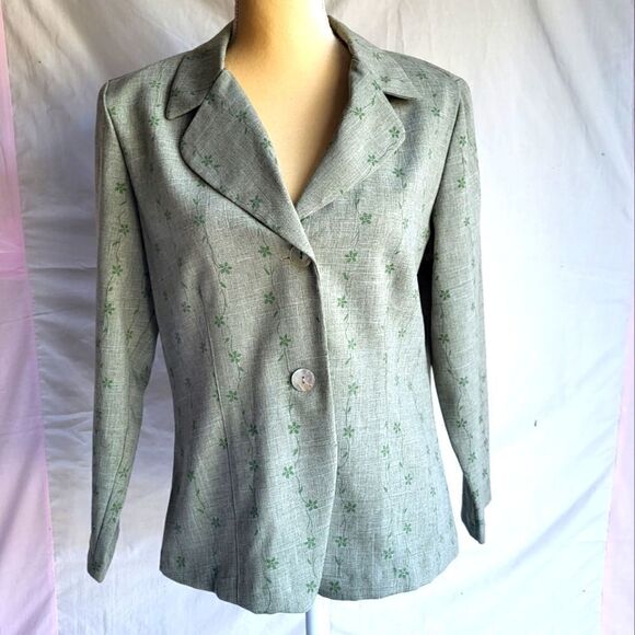 Vintage NYCC Green Shamrock Blazer Size 12P - Picture 1 of 8